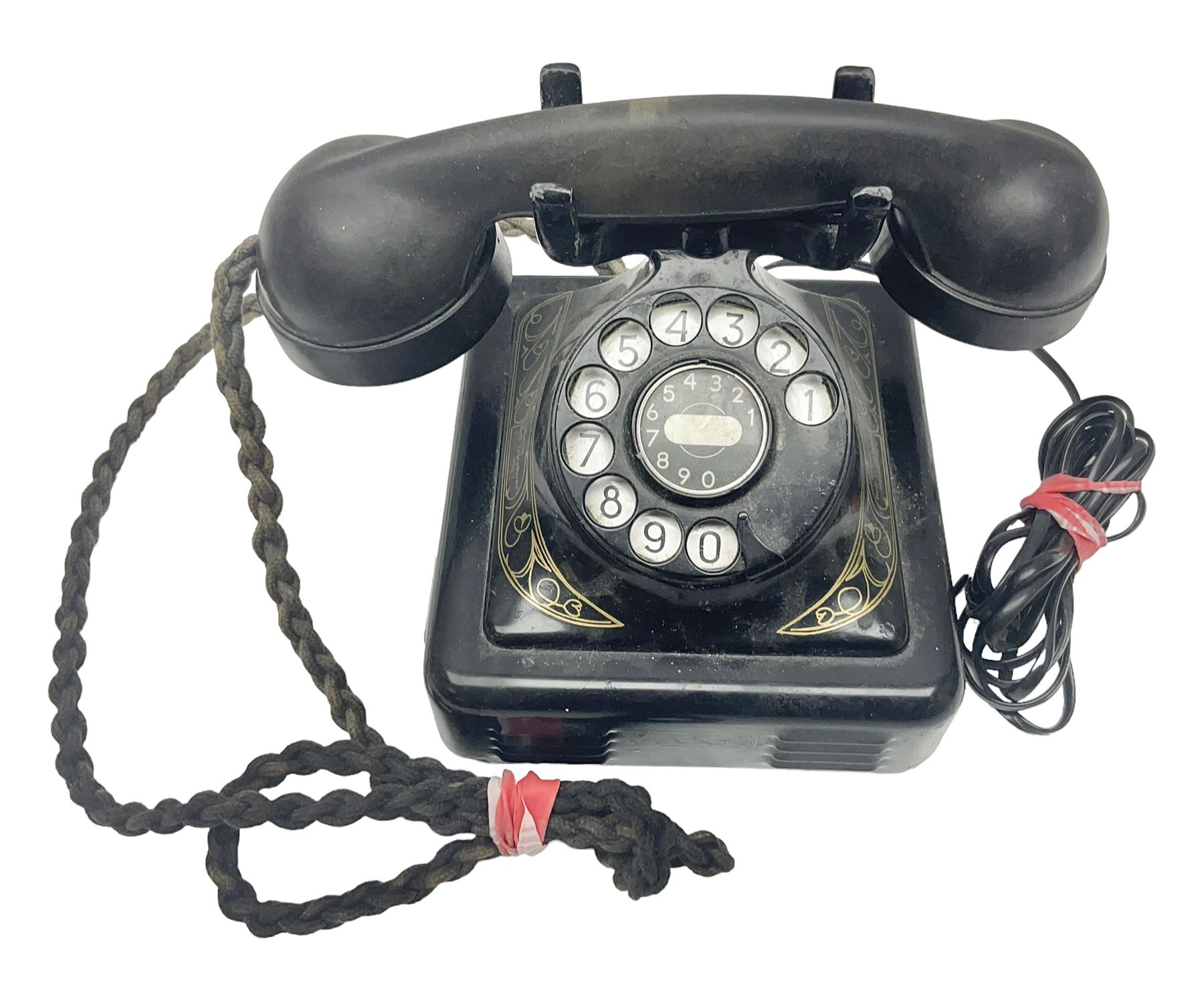 Belgique Bell Telephone by MFG Company with rotary dial and gilt decoration