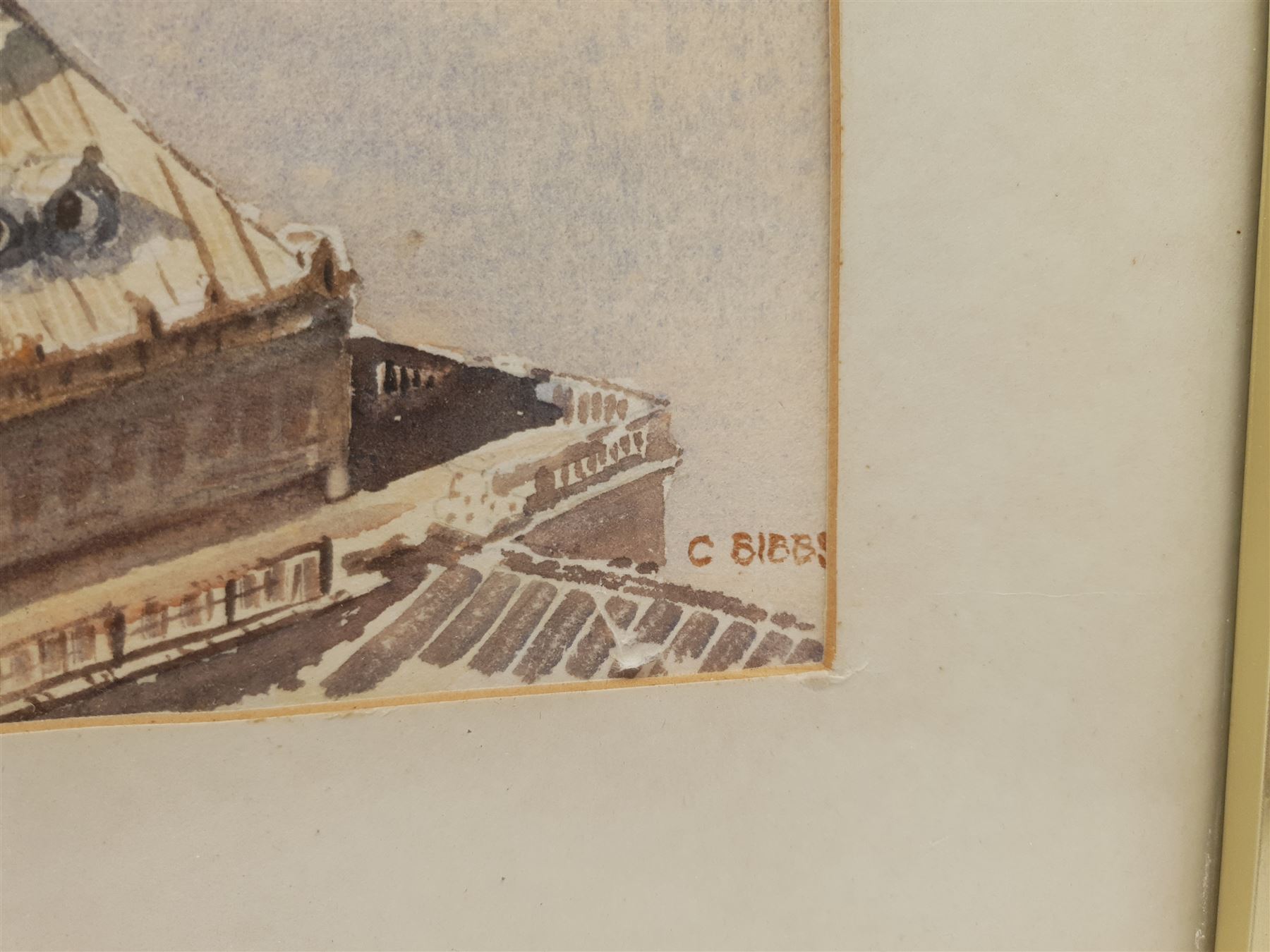 C Bibbs (British 20th century): Scarborough South Bay from the Spa, watercolour signed 34cm x 50cm
