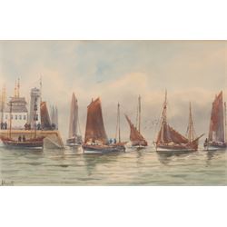 John Wynne Williams (British fl.1900-1920): Whitehead Hill and St Marys Steps, pair watercolours signed 24cm x 15cm; Austen Smith (British Early 20th Century): View towards Scarborough Castle, watercolour signed and dated 1913, 10.5cm x 17.5cm; A Smith (British Early 20th Century): Scarborough Harbour Scenes, pair watercolours signed 22cm x 34.5cm (5)