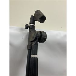 Pearl Vision SST Birch Ply shell four-piece drum kit in black comprising bass drum with foot pedal and three graduated toms; together with Pearl Custom Alloy Sensitone steel snare drum, drum and cymbal stands, microphone stand, stool and various drum sticks 