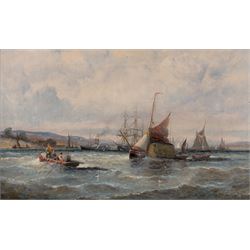 William Anslow Thornley (British fl.1858-1898): 'Hay Barge and Shipping - Mouth of the Tha...