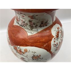 20th century Japanese Kutani vases, of baluster form decorated with panels of flowers and birds, with character mark beneath, H37cm