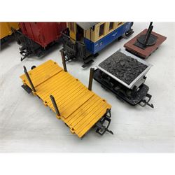 Three LGB (Lehmann Gross Bahn) G scale, gauge 1, rolling stock wagons, comprising two Lake George and Boulder wagons and an Auto Express wagon, together with a LGB passenger coach, other LGB rolling stock and a Lehmann Rigi900 ski lift