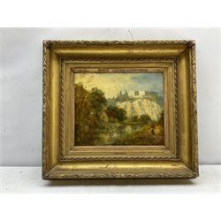Attrib. Henry Thomas Dawson (British 1811-1878): Nottingham Castle from the River, oil on mahogany panel unsigned, inscribed on the frame verso 26cm x 31cm