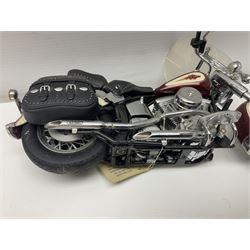 Franklin Mint - three die-cast models comprising 1:10 scale Harley Davidson Heritage Softail motorcycle, 1:24 scale 1957 VW Beetle and 1:24 scale 1993 Rolls Royce Corniche IV; all unboxed (3)