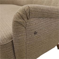 Ernest Race (British 1913-1964) - mid-20th century DA3 wingback settee upholstered in buttoned beige fabric