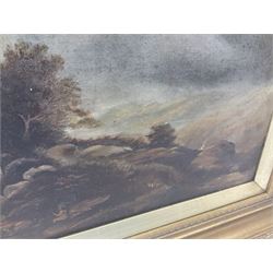 English School (19th/20th century): Rocky Stream, oil on canvas unsigned 25cm x 39cm