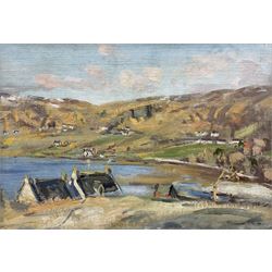 William Arthur Laurie Carrick (Scottish 1879-1964): 'Frosty Morning - Uig Skye', oil on canvas board signed, titled verso 24cm x 34cm