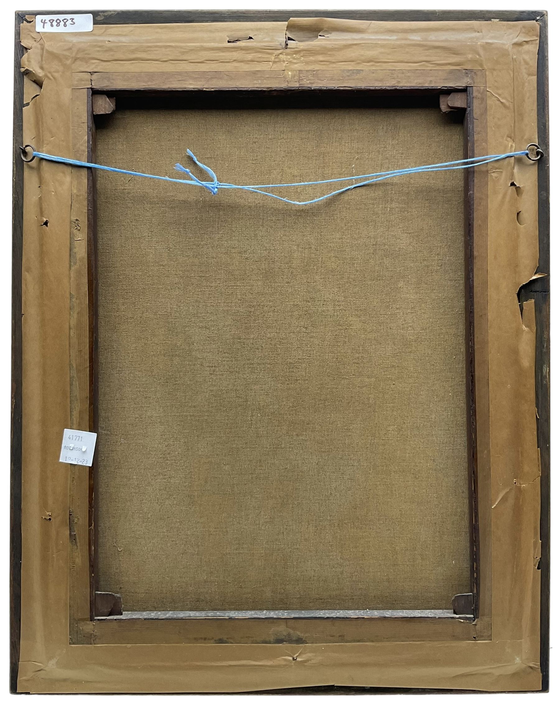 Anton Hölperl (Czech/Austrian 1820-1888): Girls Spinning, Embroidering and Grinding Coffee in Traditional Gowns, set three oils on canvas signed and dated 1863, 57cm x 43cm (3)