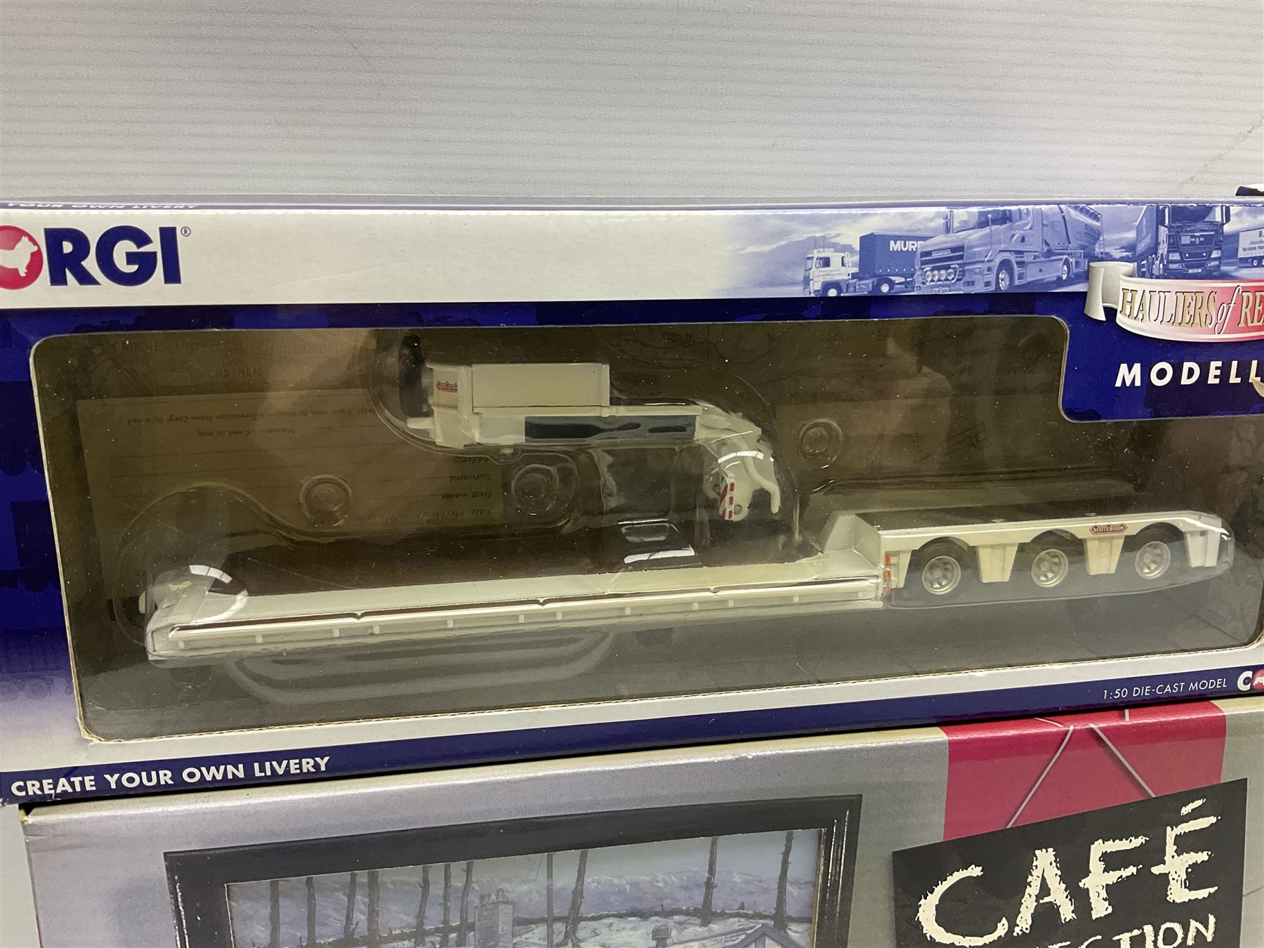 Corgi - limited edition Cafe Connection Albion Reiver Sheeted Platform lorry W.H. Malcolm Ltd Jungle Cafe No.CC11603; and seven Hauliers of Renown Modeller Series vehicles CC19910, 19911, 19912, 19913, 14100, 14000 & 13700 all boxed; together with two Modeller Accessory packs (10)