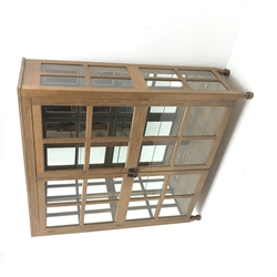 'Foxman' large oak and glazed display cabinet, two doors enclosing three glass shelves and mirrored back, by Don Craven of Oldstead, Thirsk, W154cm, H169cm, D47cm
