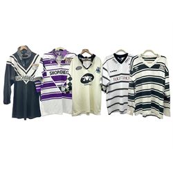 Five Hull Rugby League shirts, to include Hull FC and Hull Sharks examples