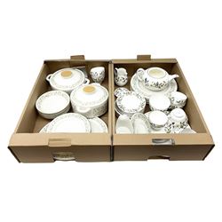 Royal Doulton Westfield pattern part dinner service, to include two covered tureens, dinner plates, side plates etc, together with Wedgwood Beaconsfield pattern part tea service, in two boxes  