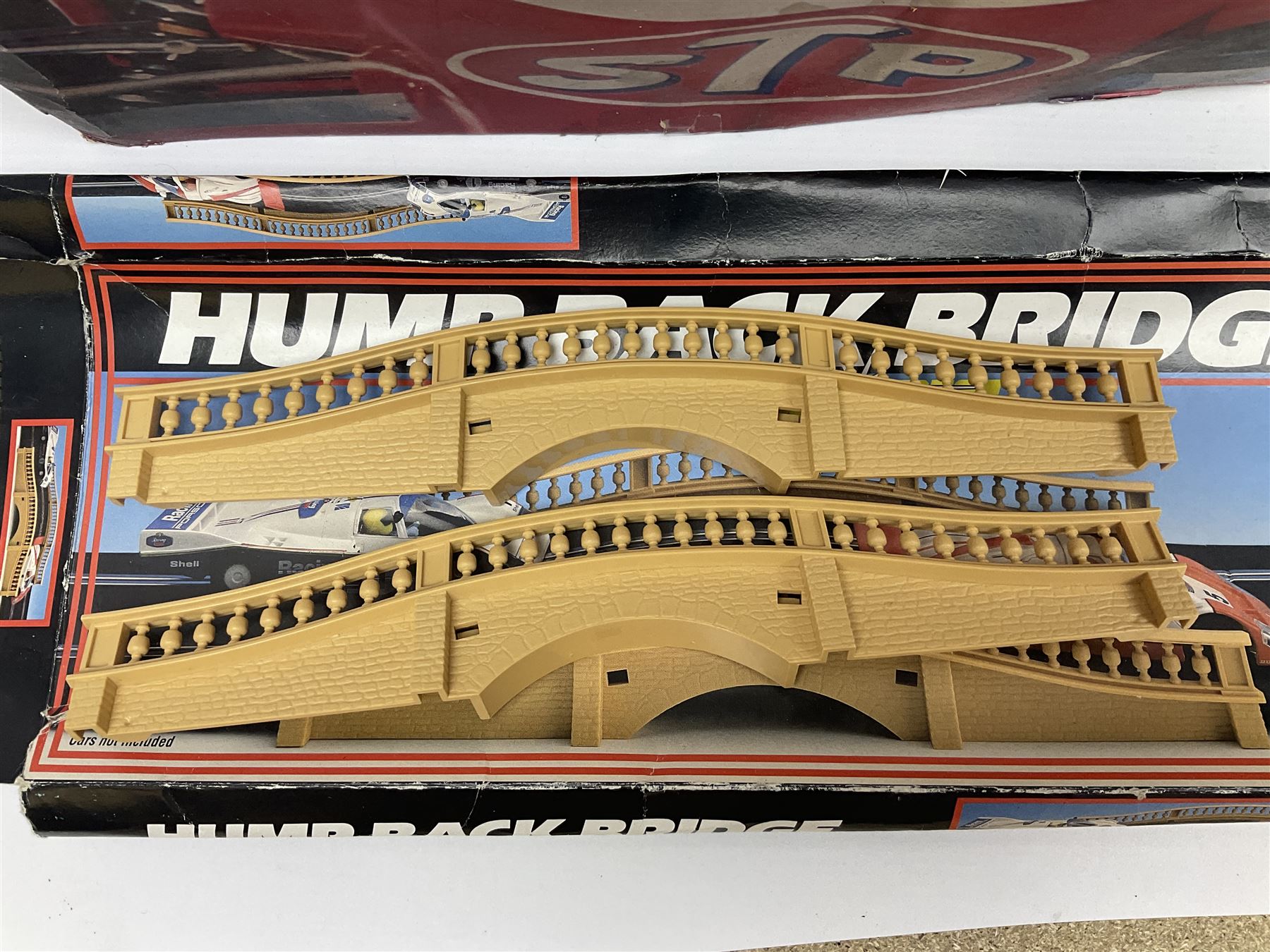 Scalextric - Scalextric 400 C587 set with March Ford 721 and JPS Formula One cars; Calibra Cup set with Motorsport Calibra and Old Spice Calibra; C8040 Track Extension Pack, Hump Back Bridge part-set and unassociated SuperSlot 1:32 scale die-cast Williams-Toyota FW29 unassembled car in four blister packs 