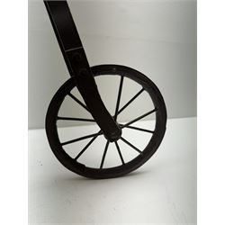 Painted metal model of a penny farthing, H79cm, W93cm