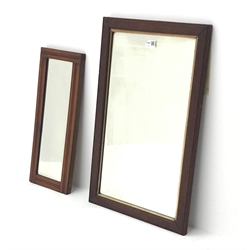  20th century oak framed bevel edge mirror (W42cm, H68cm) and another mirror (2)  