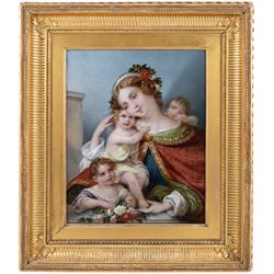 Siegfried Detlev Bendixen (German 1786-c1864): 'Faith' and 'Love', pair oils on panel faintly signed and one dated 1866, titled and inscribed verso 'Painted by S Bendixen 1866 and finished for the Countess of Tyrconnel at Kiplin March 1867', relating these to Kiplin Hall, near Richmond, and the Countess Sarah Carpenter (1799-1868), 27cm x 22cm (2)
Notes: Although the death of the artist is widely recorded as 1864, there is little information available regarding his time in England after moving to London in 1832, and the circumstances of his death are unknown. These portraits being dated 1866/1867 plausibly suggests that he died at a later date.