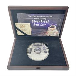 Queen Elizabeth II Isle of Man 2019 'The 50th Anniversary of the Moon Landing' silver proof five ounce ten pounds coin, cased with certificate