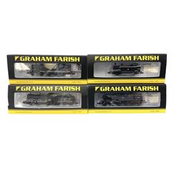 Graham Farish by Bachmann 'N' gauge - Class 4F 0-6-0 locomotive no.43875, Class 3F 0-6-0 'Jinty' locomotive no.47314, Fairburn 2-6-4 tank locomotive no.42073 and Standard Class 4MT 2-6-4 locomotive no.80119 (4)