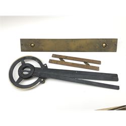 Brass and black painted maritime station pointer inscribed 6675-99-777-3202 Serial No.WMEL 0041 L45.5cm; Harling brass rolling ruler Patt.No.160100; and a parallel ruler; all unboxed (3)