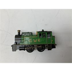'00' gauge - re-painted Tri-ang 4-4-0 locomotive and tender No.1572; Hornby A-1-A Diesel electric locomotive No.D5572, boxed; and small quantity of passenger coaches and wagons by Tri-ang etc