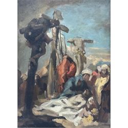 Robert Charles Peter (British 1888-1980): The Descent from the Cross, oil on board signed and inscribed verso 29cm x 21cm