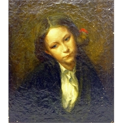  Laurence Biddle (British 1888-1968): Portrait of a Girl in Pensive Manner, oil on canvas signed 56cm x 46cm (unframed)  DDS - Artist's resale rights may apply to this lot    