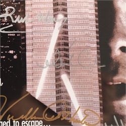Die Hard (1988) cast signed movie poster, signatures to include Bruce Willis, Bonnie Bedelia, Reginald VelJohnson, William Atherton, Hart Bochner, James Shigeta, Alan Rickman, Bruno Doyon, Andreas Wisniewski and John McTiernan, framed with certificate of authenticity from RICA verso, frame H57cm, W42cm