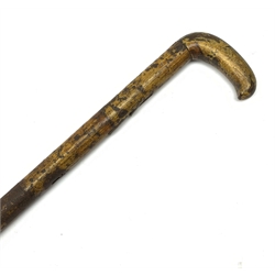 Mid-19th century all steel muzzle loading percussion cap walking stick shotgun, approximate calibre .410, with traces of simulated cane graining L89cm