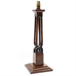 Early 20th century Arts and Crafts style Anglo-Indian table lamp, with open twist stem and...