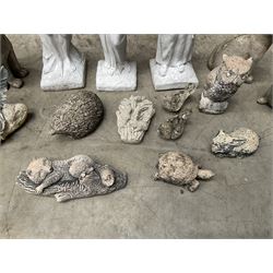 Large collection of cast stone figures and animals (16)