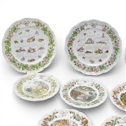 Set of four Royal Doulton Brambly Hedge Calendar plates, 2002-2005, together with ten year plates, 1996-2005 (14)