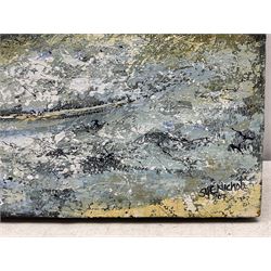 Sue Nichol (Northern British Contemporary): Low Tide at Staithes, acrylic on canvas signed and dated '07, 61cm x 92cm (unframed)