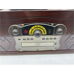 Steepletone Chichester II music centre record player with turntable, tape, CD, radio and aux inputs