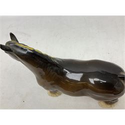 Group of three Beswick Shire horses, comprising CH. Burnham Beauty mare in matte finish, dapple grey horse and bay horse, all with stamped marks beneath