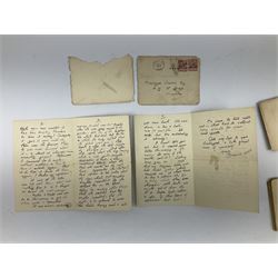 Montague Dawson interest - a correspondence of forty manuscript letters and notes to the marine artist from the same lady who signs herself 'Browne' or 'Brownie', c1920-24. The letters are in two sections, firstly a series of twenty-three hand written notes, all in the original envelopes and privately delivered to Dawson at Percy Street in London c1920, one envelope featuring a small unsigned pencil sketch of a sailing vessel. The second section of seventeen letters all date between April and July 1924 whilst Dawson was serving as the official artist on the South Seas Expedition on the S.Y. St. George where he was providing illustrated reports to The Graphic magazine. These letters (all but one in their original stamped envelopes) are far more detailed, up to twelve pages in length, and include two original photographs of the lady sent to Dawson during this Expedition.