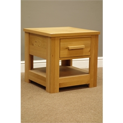  Light oak single drawer bedside lamp table, W50cm, H50cm, D50cm  