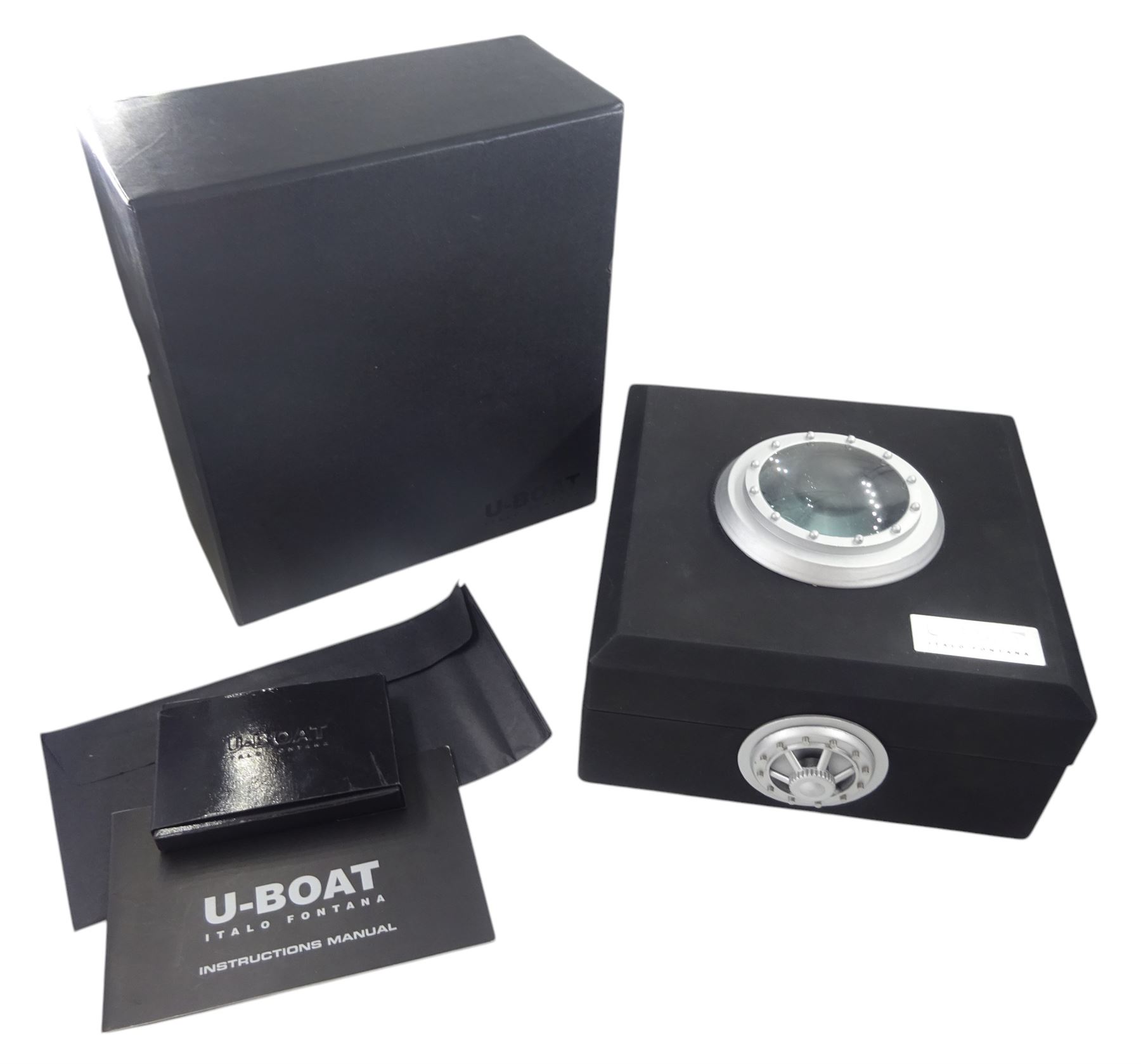 Italo Fontana U-Boat Flightdeck Cas Beige gentleman's stainless steel automatic watch, Ref. 7117, cream dial with Arabic hour markers and three subsidiary dials, on original brown leather strap, boxed with warranty card dated 2014