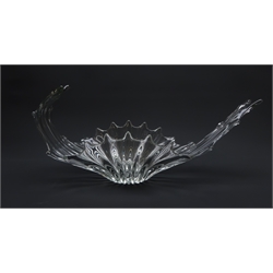  French clear glass splash form centrepiece dish, L53cm   