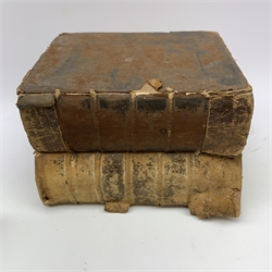 Holy Bible. 1766. London Mark Baskett; and another Holy Bible. 1770. Oxford. Wright & Gill. Both with full leather binding.