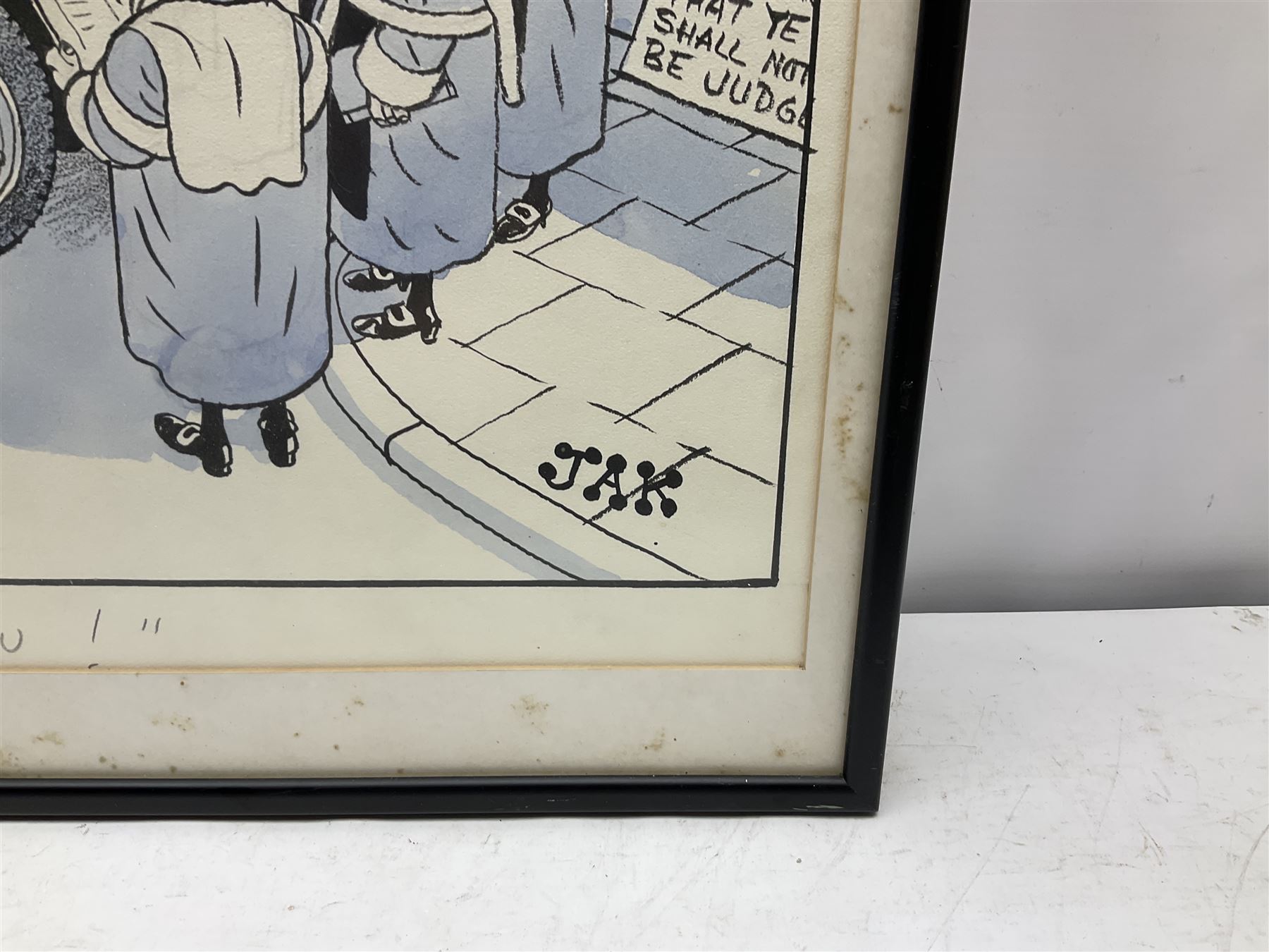 Raymond Allen Jackson ‘JAK’ (British 1927-1997): '...and I put it to you!', Hadfield Steel Works - SAS Transport, original pen ink and wash cartoon signed 47cm x 56cm
Notes: JAK drew for the Evening Standard from 1952 until his death in 1997