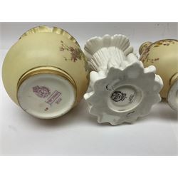 Collection of Royal Worcester and similar ceramics, including blush ivory trinket dishes, vases etc 
