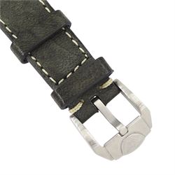 Oris Big Crown Original Pointer Date gentleman's stainless steel automatic wristwatch, Ref. 7551, Cal. 654, silvered dial with dagger and Arabic hour markers, exhibition back case and rose gold-plated bezel, on Squale grey leather strap