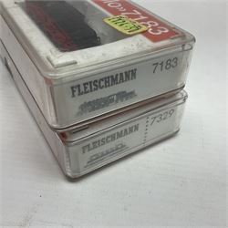 Fleischmann 'N' gauge 'Piccolo' - No.7183 2-10-0 steam locomotive with tender and No.7329 double pantograph locomotive; both boxed (2)