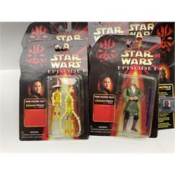 Star Wars - twenty-four Star Wars Episode One figures in card backed packaging; Collections 1, 2 and 3 with Electronic Commtalk reader for each figure's commtalk chip.