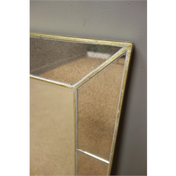  Rectangular bevel edged wall mirror in mirrored frame, W112cm, H82cm  