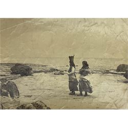 Frank Meadow Sutcliffe (British 1853-1941): Whitby Girls, four loose albumen prints, late 19th c., initialled and numbered in the plate Nos. 64, 130, 269 and 327, together with another albumen print of Herring Boats in the Harbour, approx. 15 x 20cm, plus another mounted albumen print by Sutcliffe(?), titled 