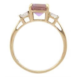 9ct gold emerald cut ametrine and tapered baguette cut white topaz ring, hallmarked