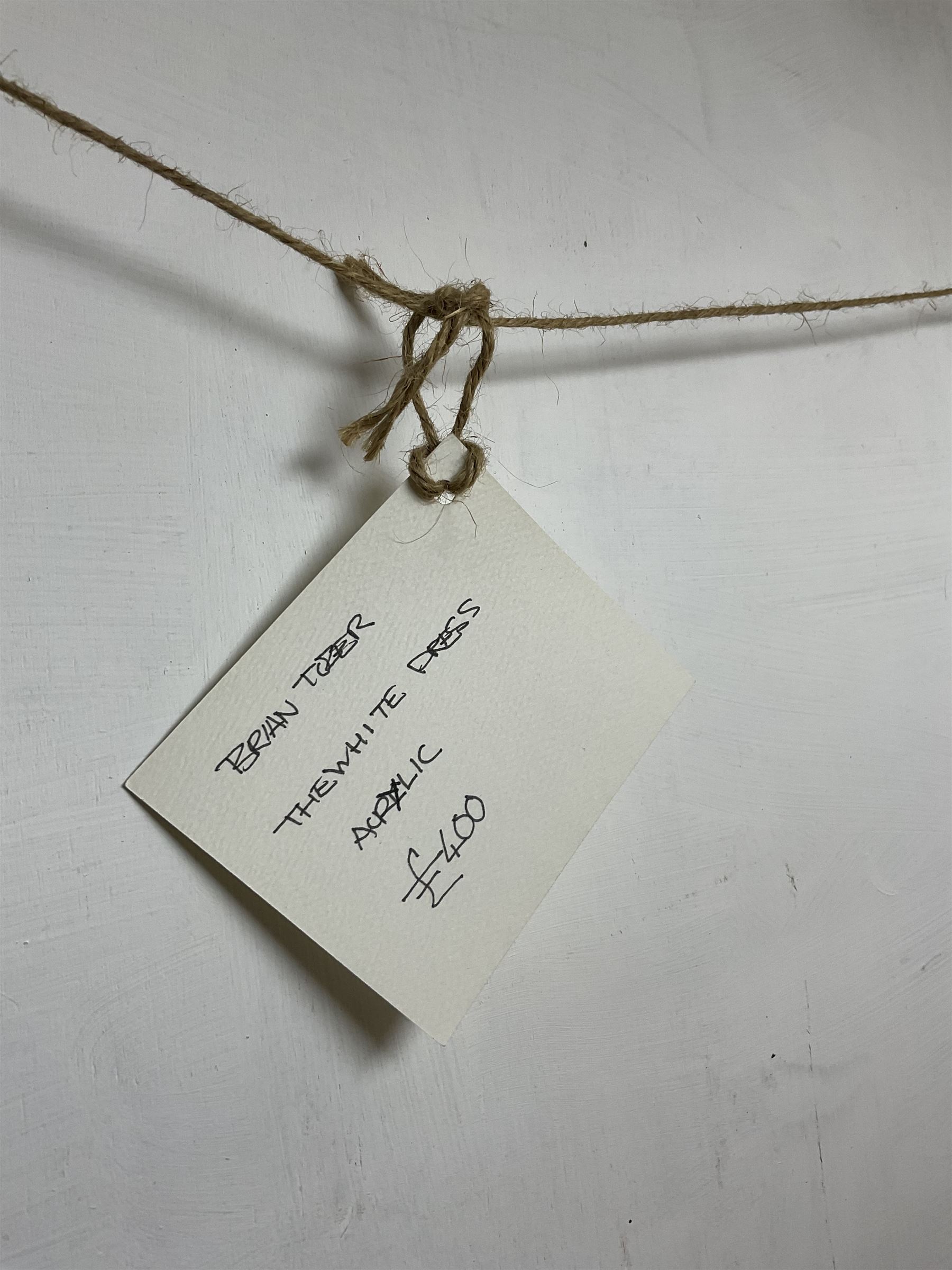 Brian Tozer (British 1944-): 'The White Dress', acrylic on board signed and titled on label verso 92cm x 61cm