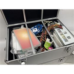 Computer equipment, including hard drives, SSDs, disk drives, PSUs, etc, in three metal cases